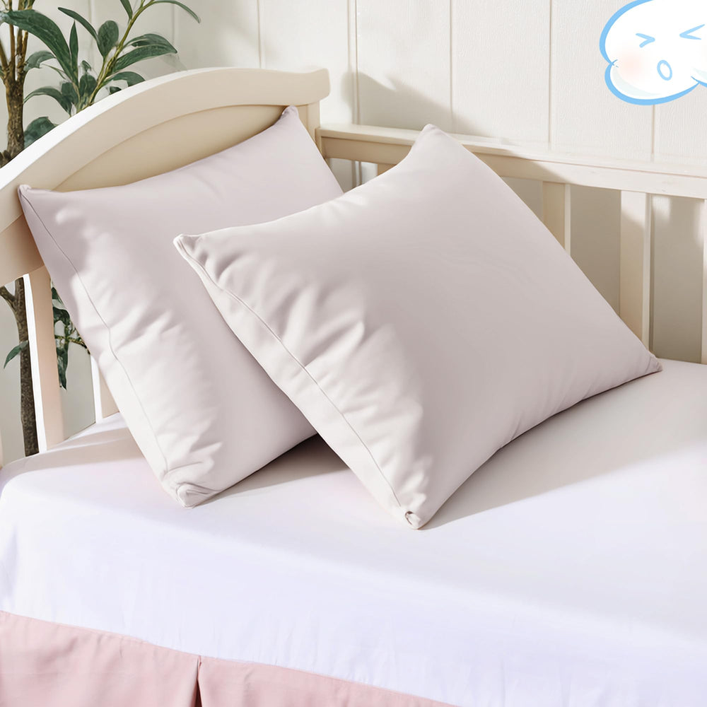Shunjie.Home toddler pillow protectors 2-pack in white fabric, breathable and skin-friendly.