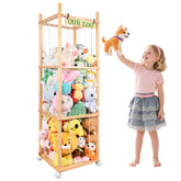 SHWWQUE 54in storage with wheels front view showing spacious access to plush toys