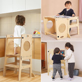SHWWQUE Toddler Tower Stool assembled for 4-in-1 use at home