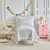 Shxime toddler bedding set light grey ruffle fringe comforter close-up for cozy nights