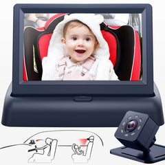 Shynerk Baby car mirror on center console provides crystal-clear rear view.