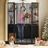 SHYUJAJIE 71-inch gate tall in doorway, creating a secure pet boundary.