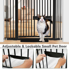 SHYUJAJIE steel pet gate with cat door supports busy pets safely.