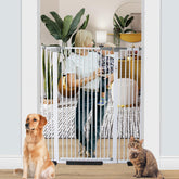 SHYUJAJIE 51.18-inch extra tall cat gate keeps energetic pets contained in doorways.