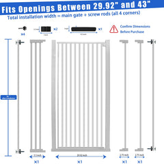 SHYUJAJIE gate with extension panels shows adjustable width for openings.