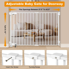 SHYUJAJIE hardware-mounted gate with wide opening for easy walk-through in busy homes.