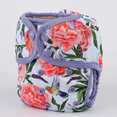Sigzagor diaper cover hummingbirds floral, one-size fits babies 8–36 pounds for easy growth