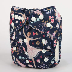 Sigzagor ballerina dance pocket diaper highlights size-adjustment snaps for a snug fit.