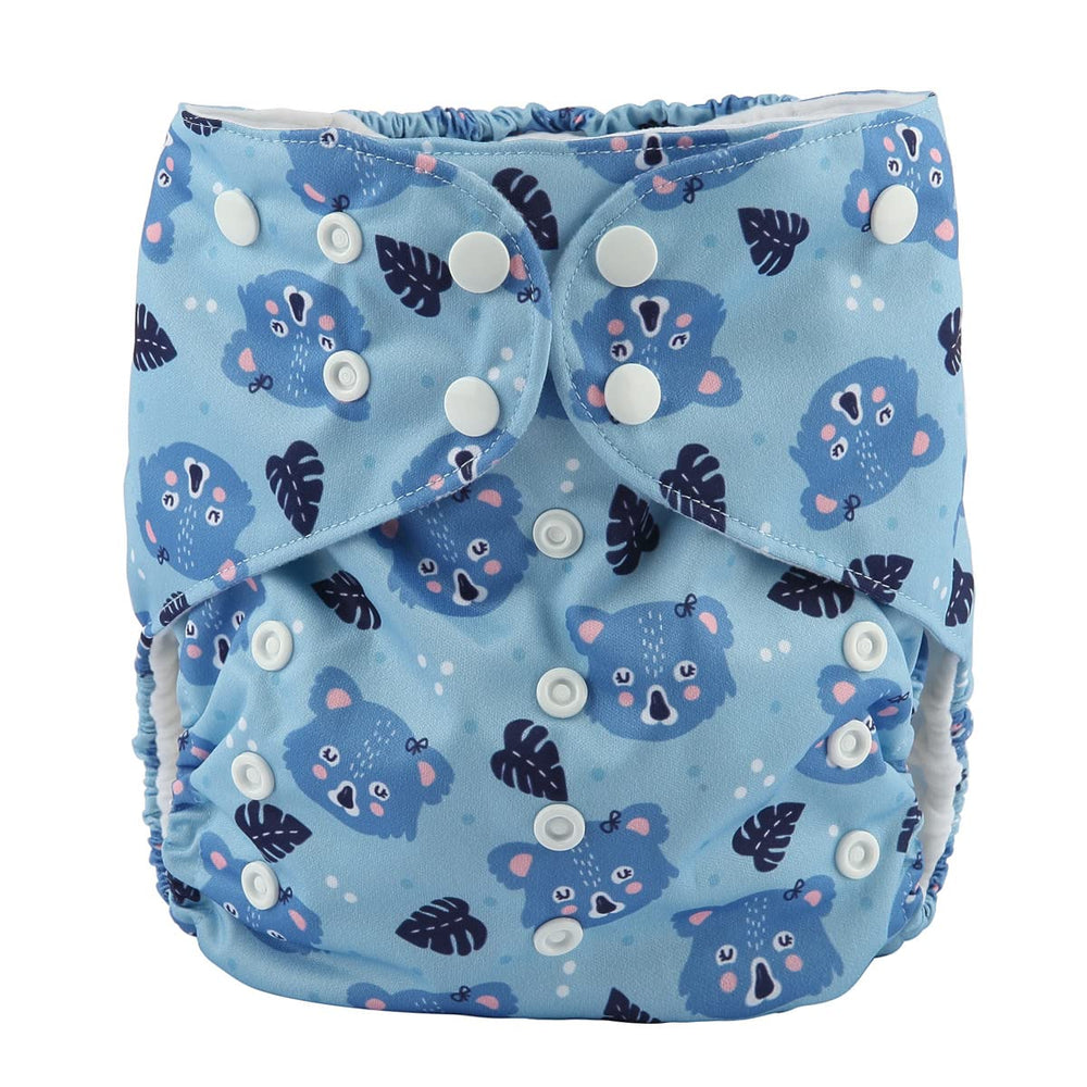 Sigzagor Bears Blue pocket diaper with adjustable size for growing toddlers.