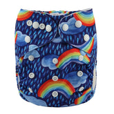 Sigzagor Rainbow Rain pocket diaper with adjustable snaps for a snug fit.