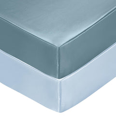 SiinvdaBZX mini crib sheets in fog blue and light blue offer a soft sleep surface.