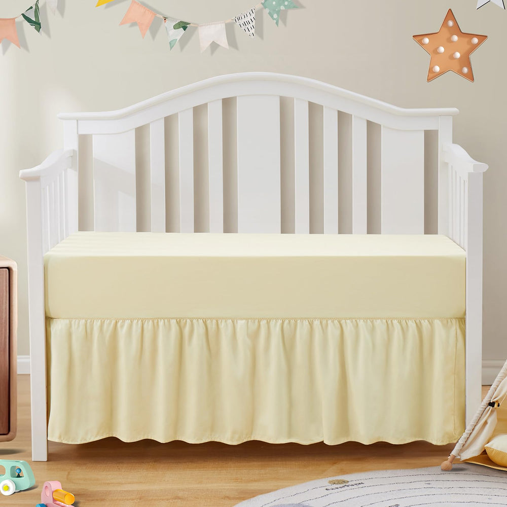 SiinvdaBZX ivory ruffled crib skirt conceals under-crib storage
