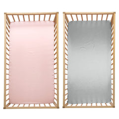 Satin crib sheets with elastic bottom providing snug universal fit
