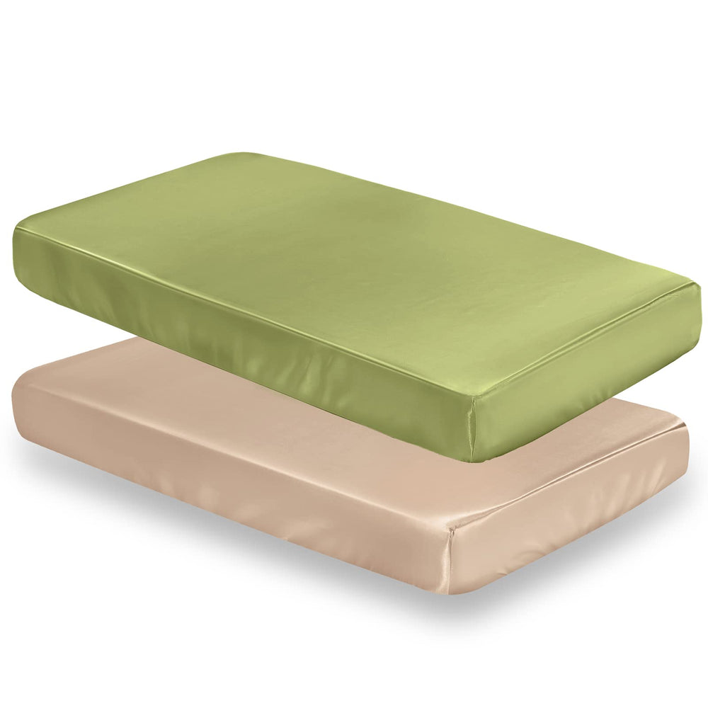 SiinvdaBZX satin mini crib sheets beige sage offer a soft, cooling sleep surface.