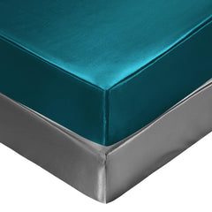 SiinvdaBZX satin mini crib sheets in teal and grey for silky-smooth sleep surface.