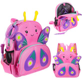 SilTriangle pink butterfly-pattern backpack for feeding tubes, on-the-go organization.