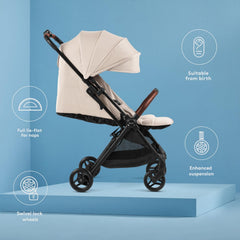 Silver Cross Jet 5 wide seat with full recline for newborn to 55 lb use.