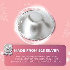 Silverette anatomical fit nursing cups illustrate universal sizing and airflow for comfort.