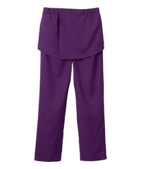 Silvert's open-back pants eggplant, overlap closure aids caregiver accessibility.