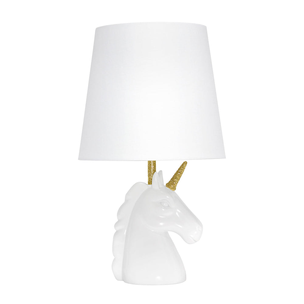 Simple Designs LT1078-GLD unicorn lamp base with glitter detail brightens kids' rooms