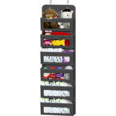 Simple Houseware over-door organizer with clear pockets for quick viewing and decluttering.