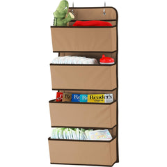 Simple Houseware beige over-the-door organizer with four pockets for clutter-free storage