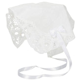 Simply Charming Battenburg bonnet in cotton, a timeless keepsake for cherished homecomings