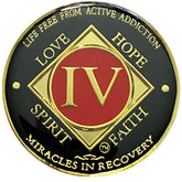 Simply Minimal NA four-year medallion front with gold color plating symbolizing time in recovery