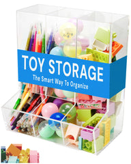 SimplyImagine acrylic triple-divided wall toy dispenser with top entry points for quick toy access.