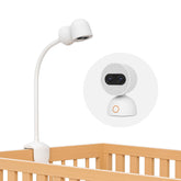 Simsky clip-on mount securely attaches to crib for steady hands-free monitoring.