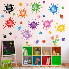 Sinekong colorful quotes wall decal with watercolor splatter for vibrant classroom decor