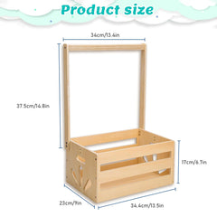 Singring wooden crate hamper hollow-patterns on sides for decorative storage.