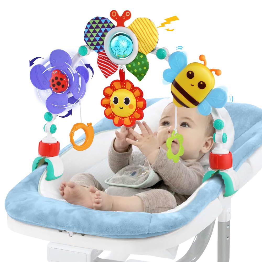 SINOMARS windmill arch toy spins with taps to promote tracking and grasp.