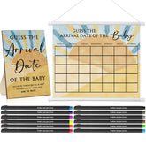 Sintuff baby shower guess due date calendar with sun design decor for a memorable party