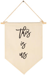 Sioial home wall decor banner pennant on canvas enhances living room ambiance.