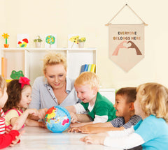 Sioial cotton canvas banner wall decor adds a welcoming vibe to reading areas