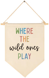 Sioial nursery banner in beige adds soft decorative charm