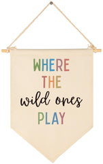 Sioial nursery banner in beige adds soft decorative charm