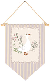 Sioial nursery banner beige hanging on wall for cozy kid spaces