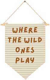 Sioial nursery banner wall art for Where the Wild Ones Play, ideal for imaginative play spaces.