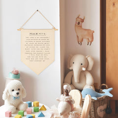 Sioial Psalms beige banner for nursery decor and calming space
