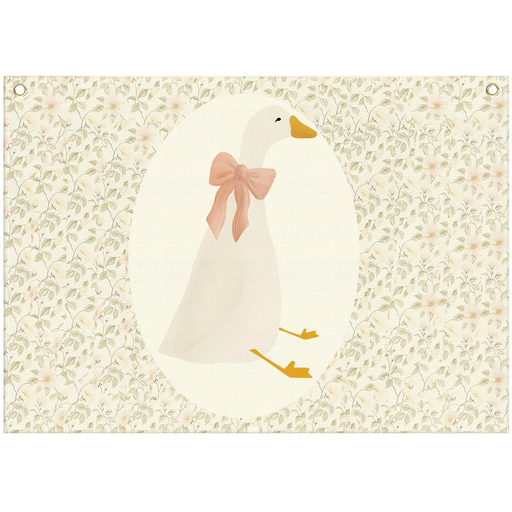 Sioial Silly Goose beige banner flag hanging in a nursery for cheerful decor.