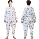 Siomlana back-zipper jumpsuit in forest pattern for secure dressing