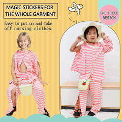 Siomlana pocket-design patient gown showing practical pockets for snacks and items.