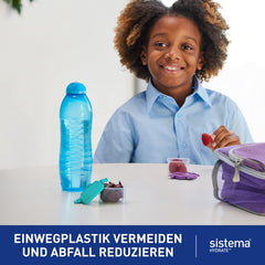 Sistema Hydrate bottle with hygienic lid emphasizes touch-free sipping for clean drinks.