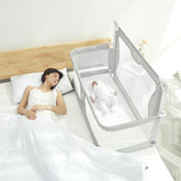 SISTINE Co Sleeper bed-side rail assembly shows stable support for safe night nursing