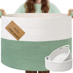 Sitanflex XXXXL blanket basket in white-green with large storage capacity