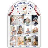 SIXEIGHT Baseball First Year Milestone Photo Board with 12-month layout for memories.