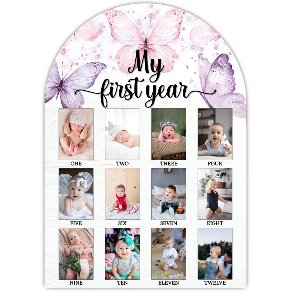 SIXEIGHT My First Year Photo Board with butterfly milestone signs helps document precious moments