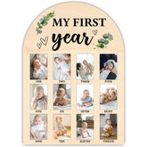SIXEIGHT One Year Wood Photo Board showcases monthly milestones for a lasting keepsake memory.